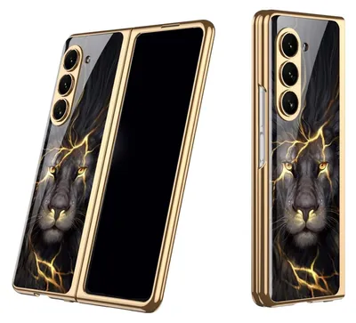 Image de Pour Samsung Galaxy Z Fold7 5G Galvanoplastie verre couverture étui téléphone portable lion