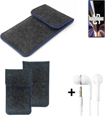 Produktbild von K-S-Trade Handy Schutz Hülle kompatibel mit ZTE Axon 40 Pro Schutzhülle Handyhülle Filztasche Pouch Tasche Case Sleeve Filzhülle dunkelgrau,