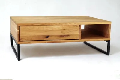 Produktbild von Couchtisch >2135< in Eiche, Gestell Eisen - 90x34x60cm (BxHxT)