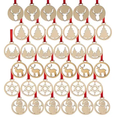 Productafbeelding van Ruhhy 24855 Houten kerstversieringen voor in de kerstboom, 36 stuks