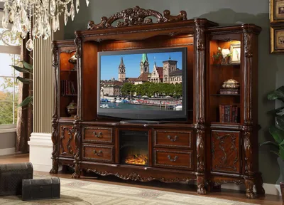 Zdjęcie produktu dla Szafka ścienna TV ściana drewniana styl barokowy półka klasyczny salon meble szafka nowy