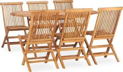 Produktbild von 7-tlg. Garten-Essgruppe Klappbar Massivholz Teak