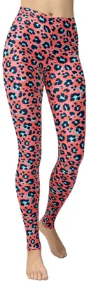 Obrázok produktu pre Dámske športové legíny, príležitostné, elastické, s leopardím vzorom, vzorované, ružové