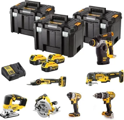 Image de Pack 7 outils 18V (3x5,0 Ah) dans 3 coffrets T-STAK - DEWALT DCK755P3T-1