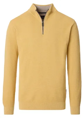 Produktbild von CASAMODA Herren Strick-Troyer Zipper Regular Baumwolle Gelb XL