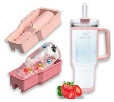 Produktbild von Eiswürfelform für 1,2 l Becher, 1 Stück Stanley Eiswürfelform aus Silikon, hohler Zylinder, Eisform mit Deckel und Behälter für Gefrierschrank, Eis, Getränke, Saft, Whiskey, Cocktail