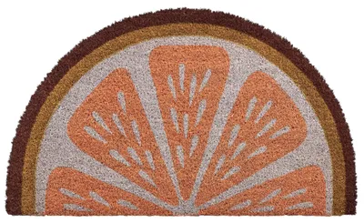 Produktbild von BELIANI Fußmatte Orange Kokosfaser 45 x 75 cm Halbrund Orangenmotiv mit Anti-Rutsch-Rückseite Fußabtreter Türmatte Schmutzfangmatte