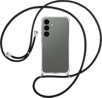 Produktbild von Handykette Backcover-Schutzhülle mit Band (Metall silberfarben) für Samsung Galaxy S24 - schwarz