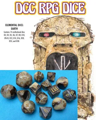 Obrázok produktu pre Sada kociek pre RPG Dungeon Crawl Classics: Elementálne kocky – Zem – Sada kociek