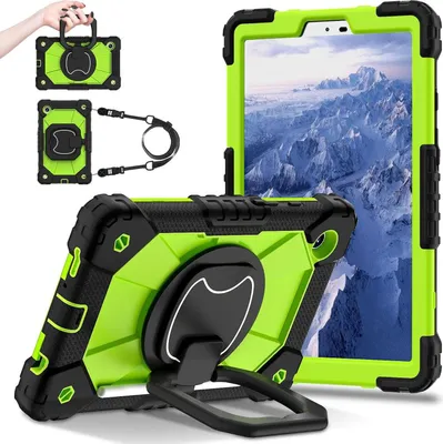 Immagine prodotto di Custodia ibrida Robot per Samsung Galaxy Tab A11 con supporto e tracolla verde