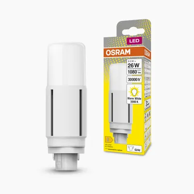 Zdjęcie produktu dla OSRAM HOMELIGHTING 4058075824577 LED (monochrome) EEC E (A - G) G24d- 9.5 W = 26 W Warm white (Ø x H) 37.70 mm x 37.70 mm 1 pc(s)