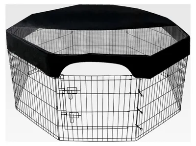 Produktbild von Haustierlaufstall, Hundezaun, 61 cm, Achteckform, Spielplatz für Haustiere, zum Spielen, Schlafen, Trainieren, mit atmungsaktiver Oberabdeckung für drinnen und draußen