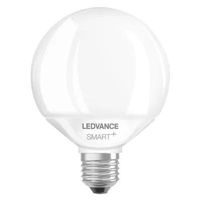 A white LED globe light bulb with a silver screw base, isolated on a white background.