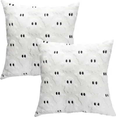 Produktbild von Kissenhüllen Halloween, 2er Set, 45x45 cm, Geistermotiv, für Sofa und Schlafzimmer