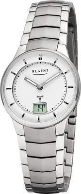 Produktbild von Regent Metall Damen Uhr FR-262 Analog-Digital Armbanduhr silber Funkuhr D2URFR262