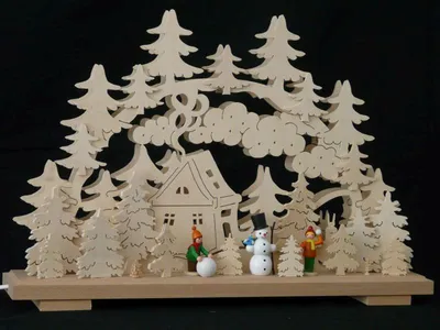 Produktbild von Schwibbogen mit Winterkinder Schneemann und Beleuchtung BxHxT 50x35x10cm NEU