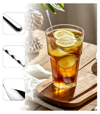 Produktbild von 4 Stück Lange Barlöffel Cocktail mit Spiralmuster aus 304 Edelstahl, 30 cm