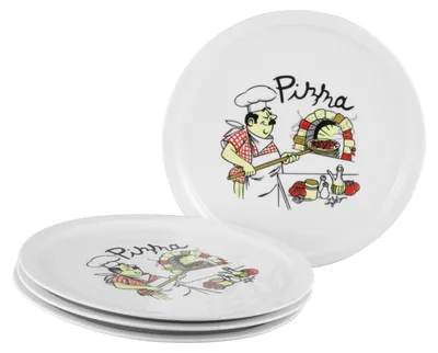 Produktbild von CreaTable, 24439, Milano Pizzabäcker, Pizzateller 4-tlg, Porzellan