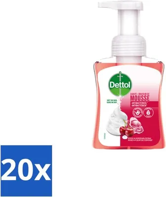 Obrázok produktu pre Dettol - Penové mydlo na ruky - Ruža a čerešňový kvet - jemná pena - 250 ml - hodnotné balenie - 20 kociek