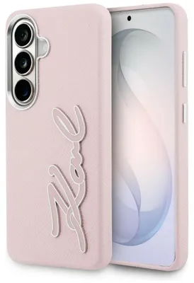 Obrázek produktu pro Kovové pouzdro s logem Karl Lagerfeld Grained Signature pro Samsung Galaxy S26 - růžové
