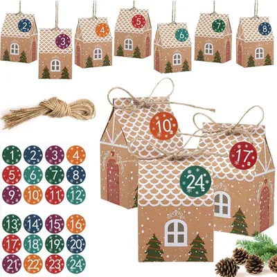 Immagine prodotto di Calendario dell'Avvento da riempire casa 24 numeri adesivi cordoncino Natale 2021
