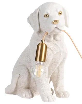 Obrázek produktu pro BELIANI Stolní lampa bílá a zlatá polyresin zvířecí motiv tvar štěněte labradora moderní glamour styl noční lampa obývací pokoj ložnice