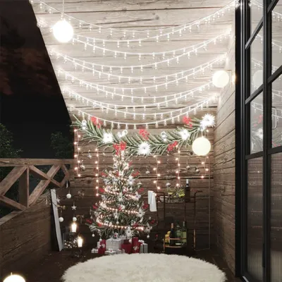 Image de The Living Store Guirlande lumineuse boules 20 m 200 LED blanc froid 8 fonctions