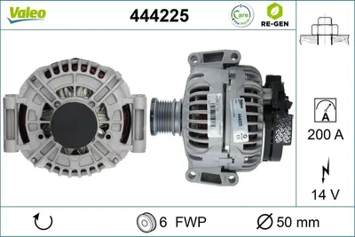 Produktbild von VALEO 444225 Lichtmaschine Generator LiMa 200A 14V passend für MERCEDES-BENZ SPRINTER 3-t Bus (903) SPRINTER 2-t Bus (901, 902)