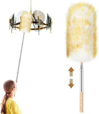 Zdjęcie produktu dla Pióro do czyszczenia - Ściereczka z mikrofibry - Do czyszczenia trudno dostępnych miejsc - Teleskopowa rączka - 130 cm - Pomarańczowy