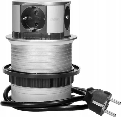 Produktbild von ORNO| Möbelsteckdose OR-AE-1341 - 1,5m - Silber - Schuko - Ausziehbar - 4 Anschlüsse