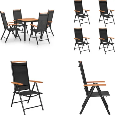 Produktbild von vidaXL 5 tlg. Garten Essgruppe Aluminium Schwarz - Garten-Essgruppe - Garten-Essgruppen - Gartengarnitur - Gartengarnituren