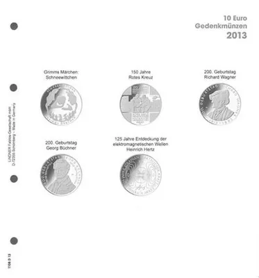 Produktbild von Lindner 1108D13 Vordruckblatt 10 Euro Gedenkmünzen 2013 Deutschland