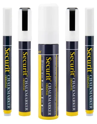 Produktbild von SECURIT Kreidemarker 5er-Set, für nicht-poröse Oberflächen, weiß
