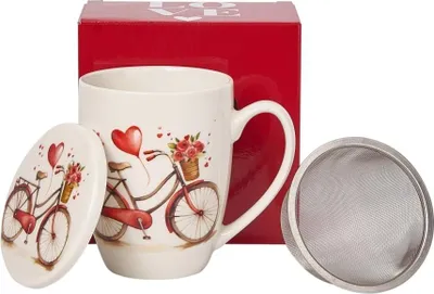 Zdjęcie produktu dla Porcelanowy kubek z sitkiem do herbaty Bike