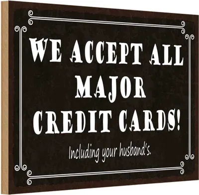 Produktbild von vianmo Holzschild 12x18 cm we accept all major credit cards Spruch Zitat