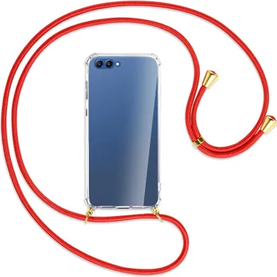 Produktbild von Handykette Backcover-Schutzhülle mit Band (Metall goldfarben) für Honor 10 - rot