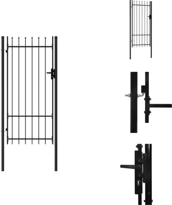 Produktbild von vidaXL Zauntor Einzelflügel mit Speerspitzen Stahl 1 x 2 m Schwarz - Gartentore