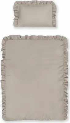 Immagine prodotto di Set lenzuola bambino con balze 90x120 cotone 2 pezzi beige scuro tortora