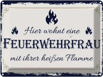 Produktbild von vianmo Blechschild 30x40 cm Hier wohnt eine Feuerwehrfrau Beruf Arbeit