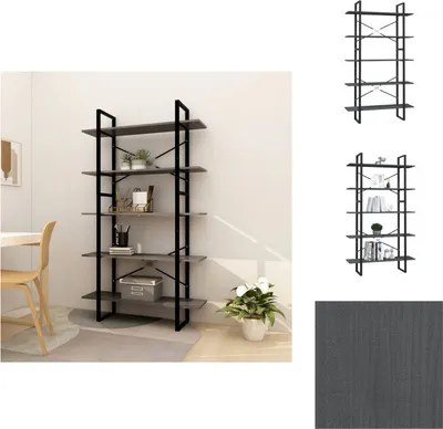 Produktbild von vidaXL Bücherregal 5 Fächer Grau 100x30x175 cm Massivholz Kiefer -  Bücherregale & Bücherschränke