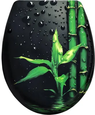 Obrázok produktu pre Toaletové sedadlo z materiálu Duroplast s automatickým spúšťaním a motívom bambusu | 37,1 x 45,5 x 1,8 cm