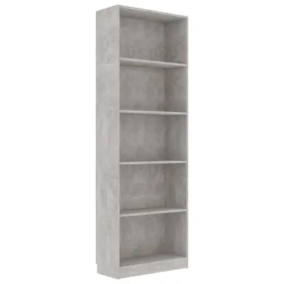 Image de vidaXL Bibliothèque 5 compartiments gris béton 60x24x175 cm Bois composite