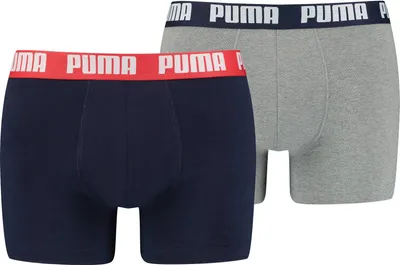 Image de PUMA Boxer Homme, Lot de 2 - Boxers, Coton Stretch, Bleu/Gris Melange 2XL