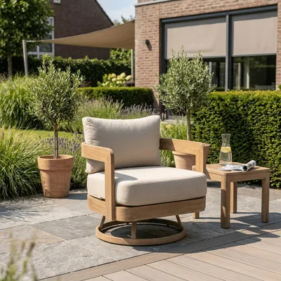 Produktbild von Relaxsessel Santiago Drehbar Aluminium Holzoptik Gartenstuhl - 34127
