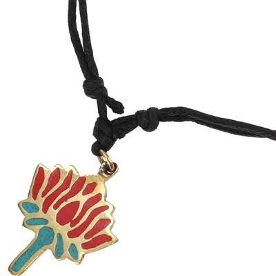 Produktbild von Tibetkette, Nepalschmuck, Lotus Amulett, Buddhistischer Schmuck, Yogaschmuck, Mehrfarbig, Messing, 3*2,5 cm, Ketten & Modeschmuck für den Hals