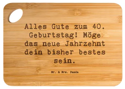 Produktbild von Mr. & Mrs. Panda Frühstücksbrettchen Spruch 40. Geburtstag Alles Gute - Transparent - Geschenk, snackbrett, zum, Happy Birthday, Lebensjahr, Freude, Jubiläum, vesperbrett