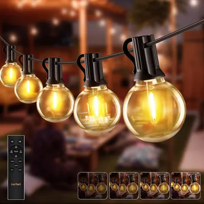 Zdjęcie produktu dla Świateł LED – Girlanda świetlna – Lampy zewnętrzne – Oświetlenie ogrodu – Z pilotem – 20 metrów – Ciepła biel