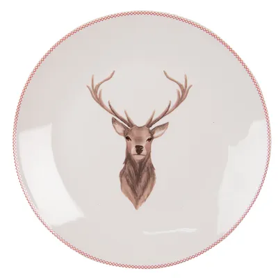 Produktbild von Clayre & Eef Frühstücksteller Ø 20 cm Beige Braun Porzellan Hirsch