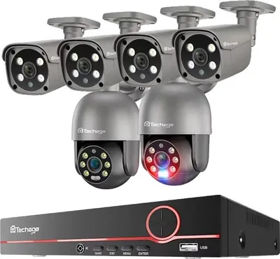 Immagine prodotto di Telecamera di sorveglianza, risoluzione 5MP, visione notturna, NVR 8CH 6 telecamere B-a, HDD non integrato-b