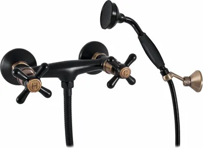Immagine prodotto di MORAVA RETRO - Gruppo doccia con miscelatore, nero opaco/ottone vecchio (bronzo) MK180.5/2CMATSM, RAV Slezák